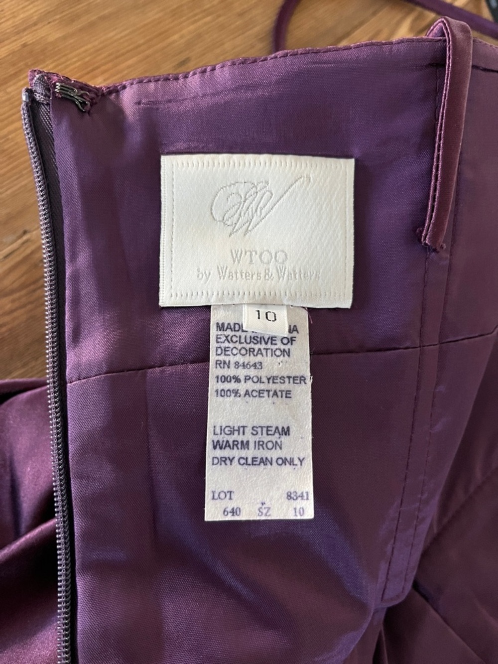 WTOO by Watters and Watters Strapless Midi Dress in Deep Plum Size 10 - Picture 14 of 15